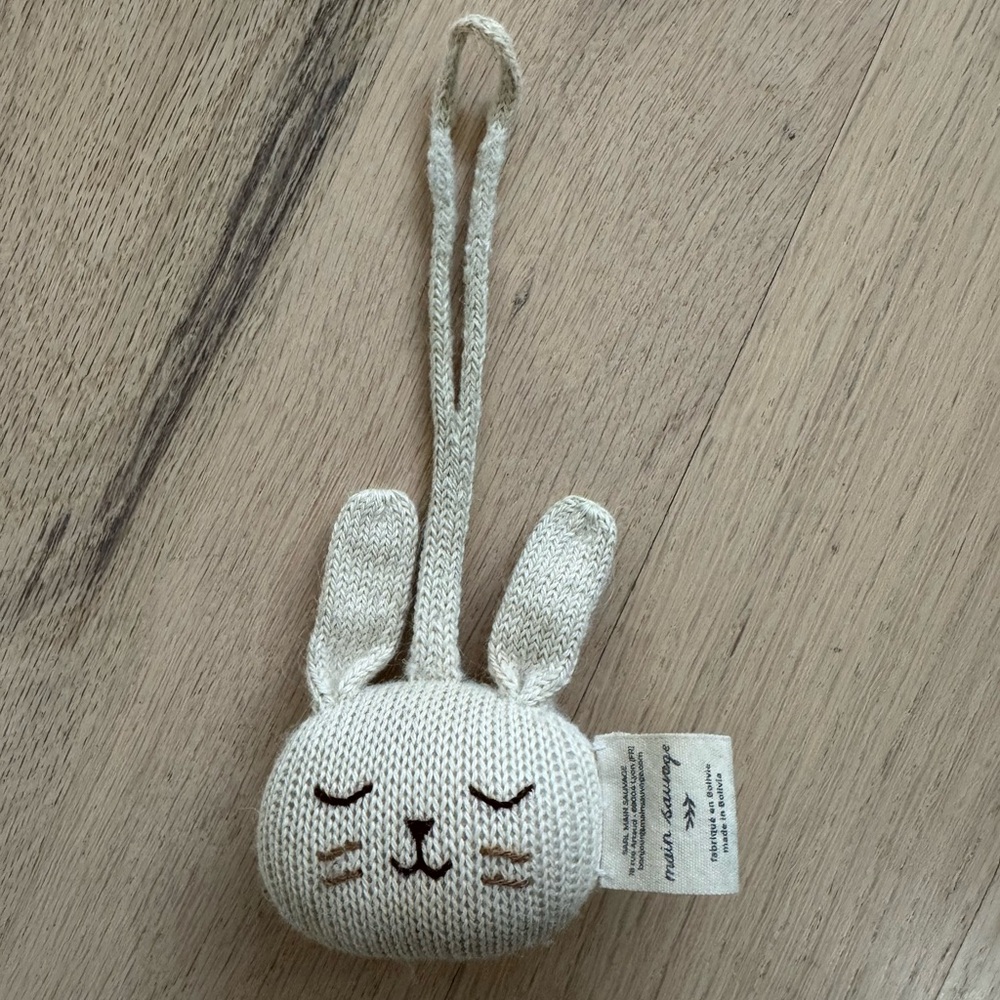 Main Sauvage Cream Knit Bunny Hanging Toy for Kids